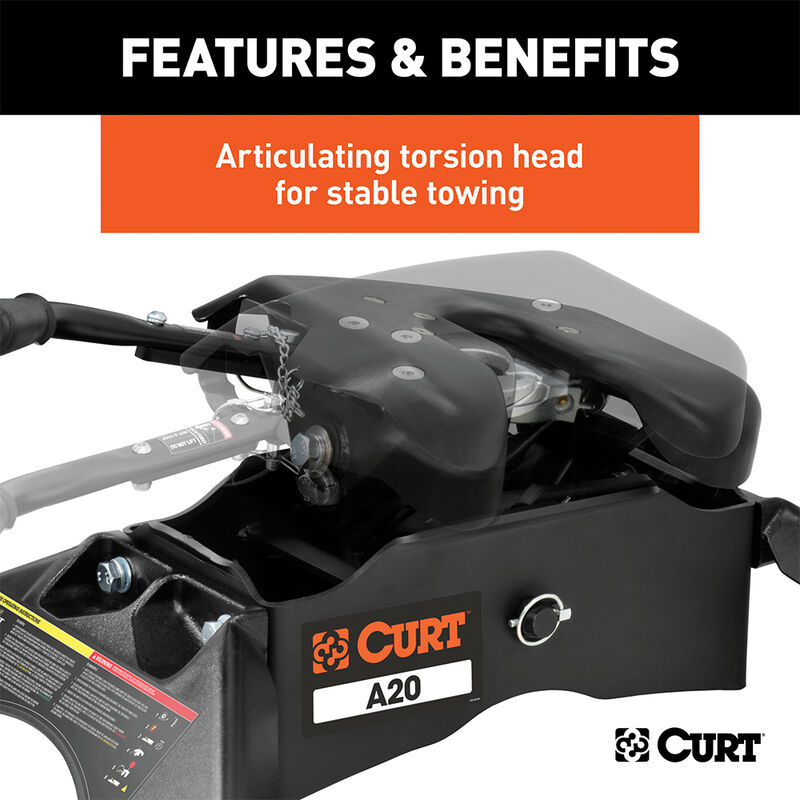 Curt 16141 A20 5th Wheel Hitch with Rails, 20K image number 7