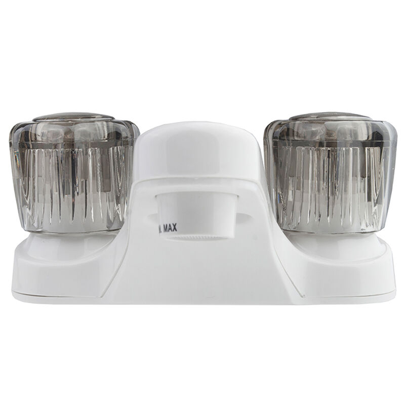 Dura Faucet RV Lavatory Faucet with Smoked Acrylic Knobs, White image number 2