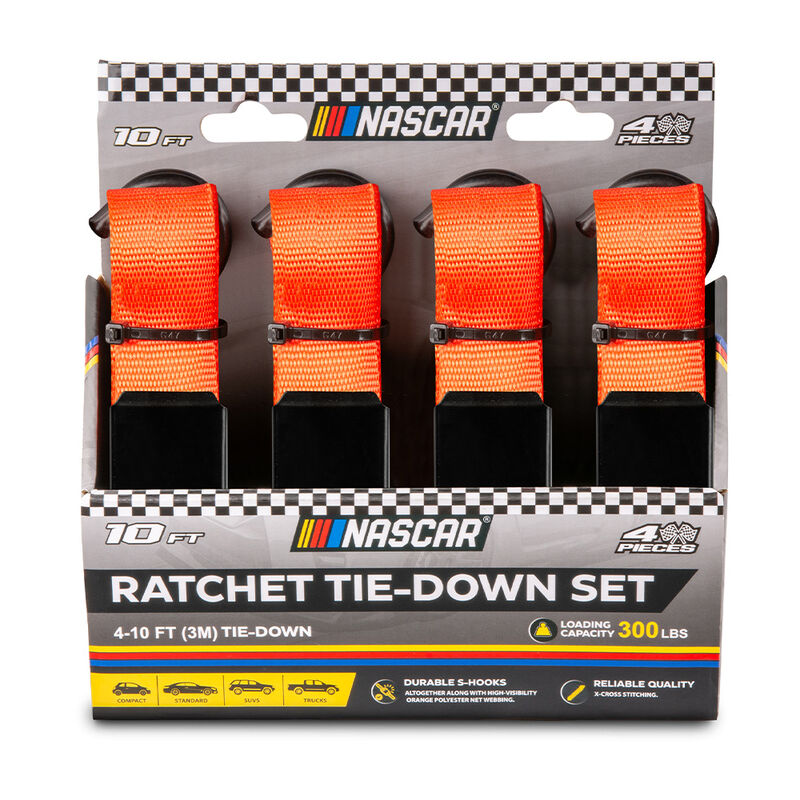 NASCAR Ratchet Tie-Down Straps, 4-Pack image number 1