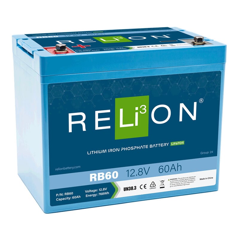 RELiON RB60 Deep Cycle Lithium Iron Phosphate Battery, Group 24 image number 1
