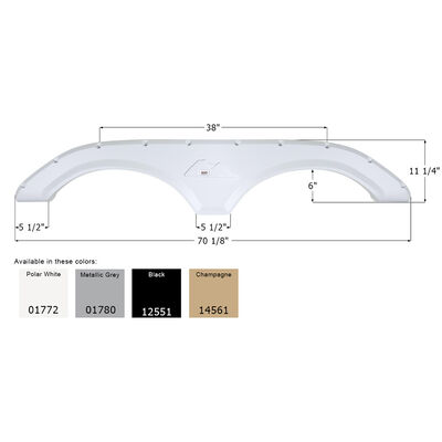 Icon Technologies Fender Skirt, Tandem, Keystone, FS1772, Polar White