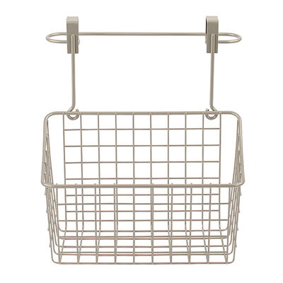 Over Cabinet Towel Bar & Basket, Satin Nickel 