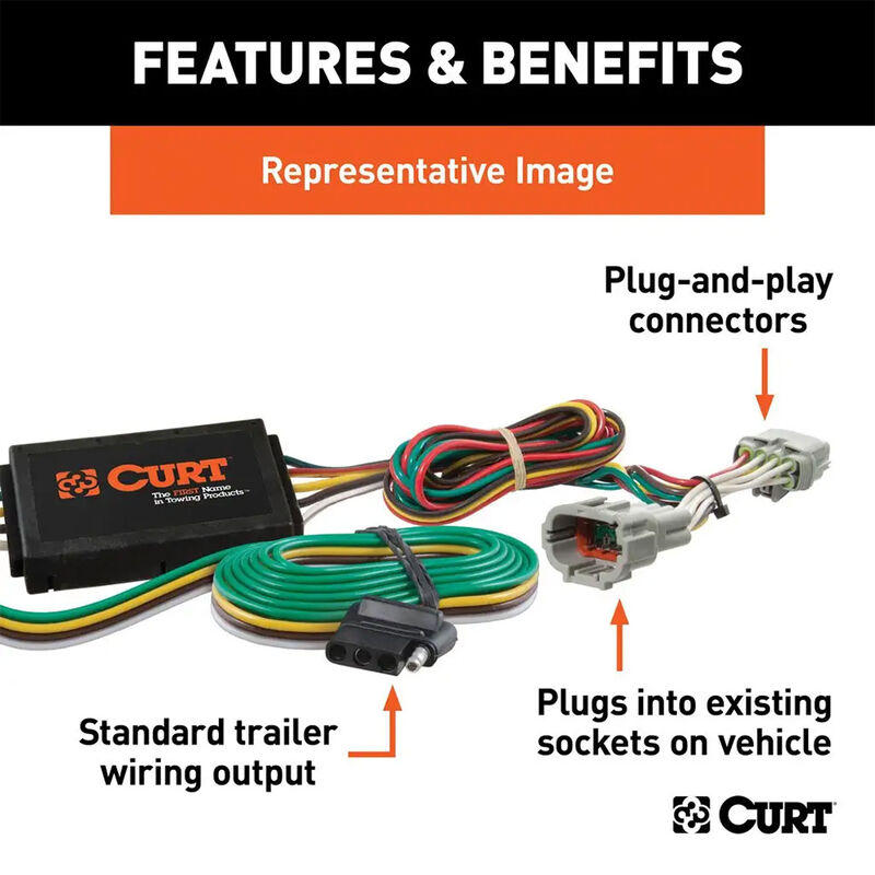 CURT 56320 Custom Wiring Harness, 4-Way Flat, Select Ford Escape image number 2