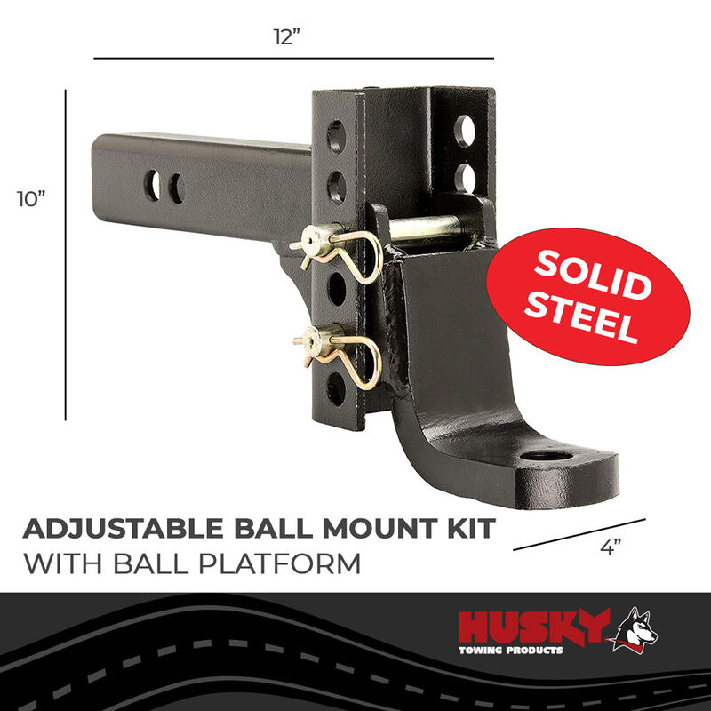 Husky Towing Adjustable Ball Mount Kit with Ball Platform, 2 inch Receiver image number 2