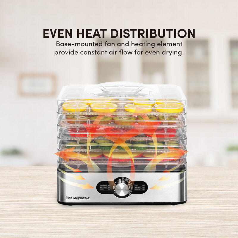  Elite Gourmet 5-Tray Food Dehydrator, Stainless-Steel image number 2