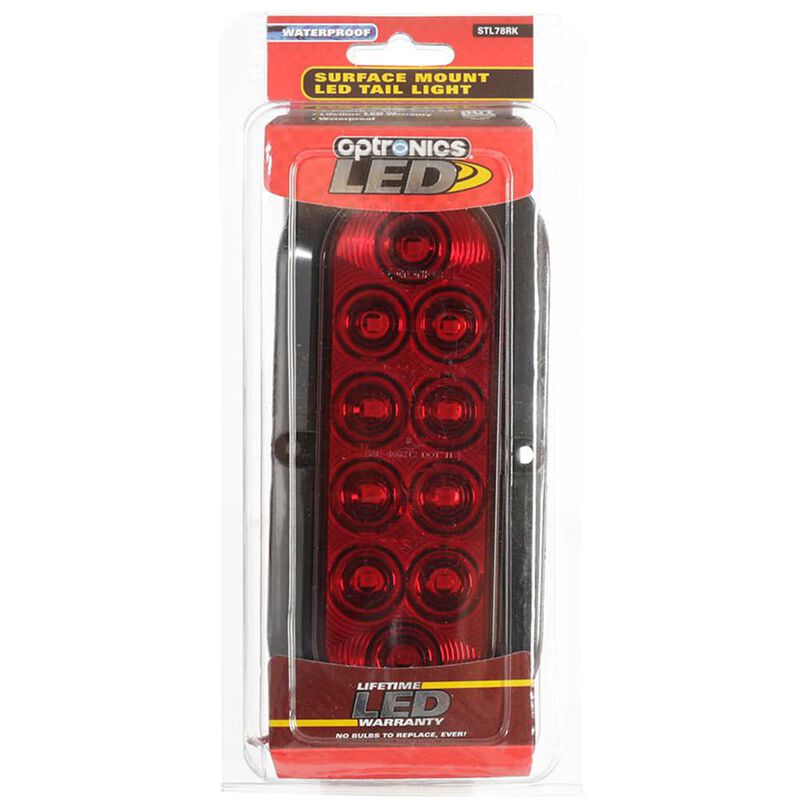 LED Sealed Tail Light; 6" oval, surface mount with flange, Red image number 1