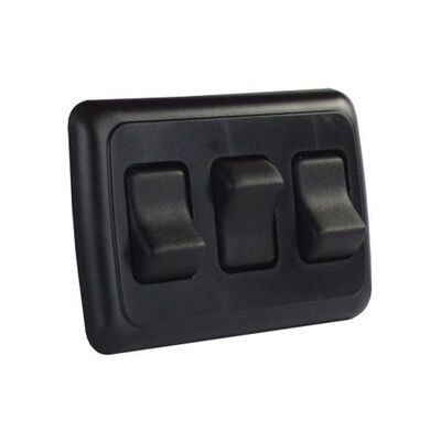 JR Products 12245 Triple Rocker Switch Assembly with Bezel, Black