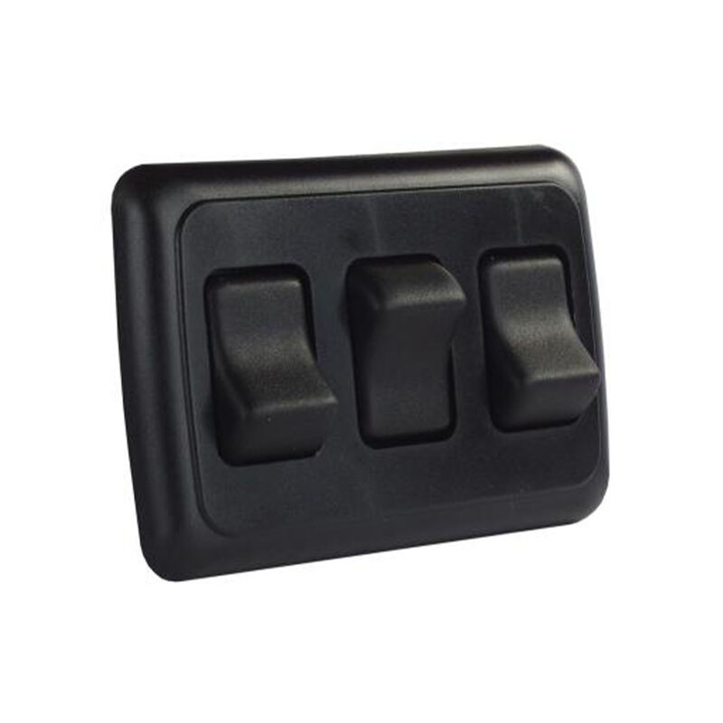 JR Products 12245 Triple Rocker Switch Assembly with Bezel, Black image number 1