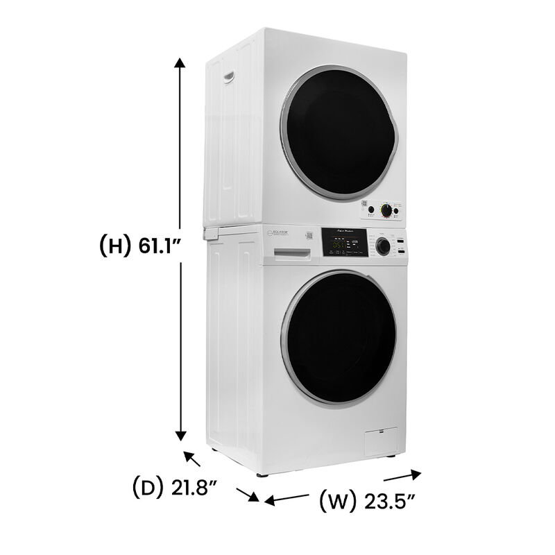 Equator Stackable EW 826 15-lb. Washer + ED 850 S 3.5 cu.ft. Vented Dryer, 110V, White image number 2