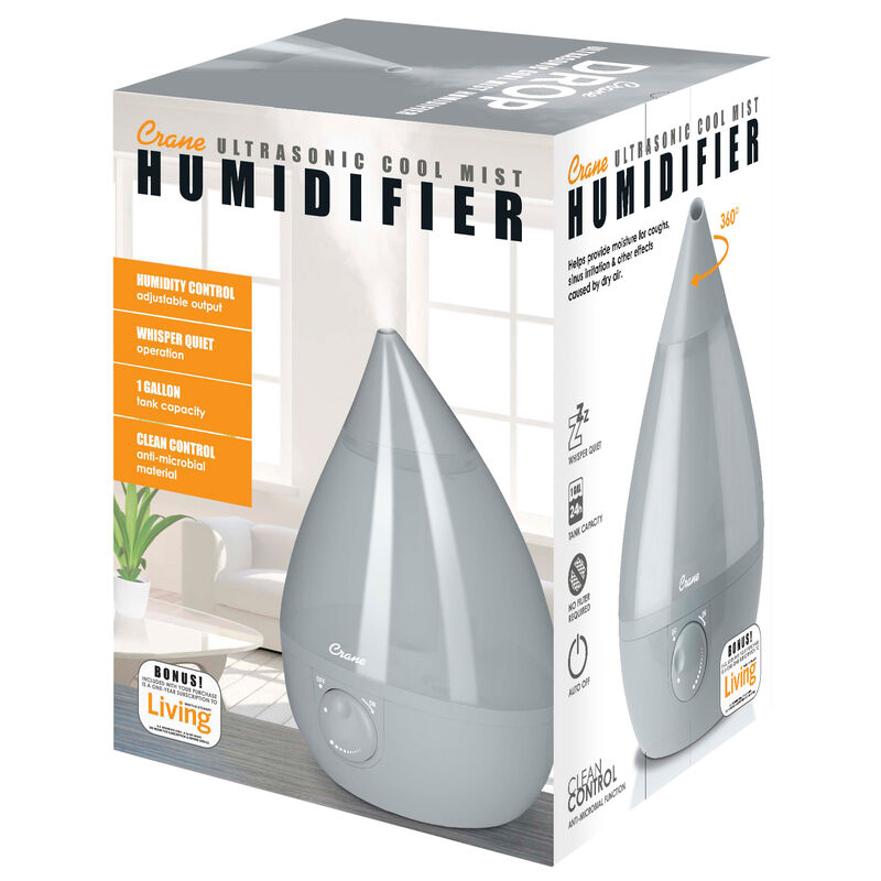 Crane Drop Ultrasonic Cool Mist Humidifier, Gray image number 4