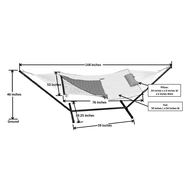 Algoma Rope Hammock, Stand, Pad, and Pillow Combination image number 7