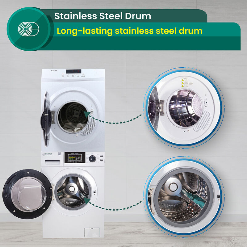 Equator Apartment Stackable 15-lb. Washer + 3.5 cu.ft. Vented Dryer, 110V, White image number 13