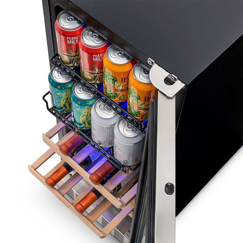 NewAir 15" Premium Built-In Dual Zone 9 Bottle/48 Can Wine and Beverage Fridge, Stainless Steel image number 3