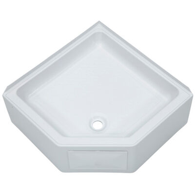 Better Bath RV Corner Shower Pan with Center Drain, 27" x 27", White