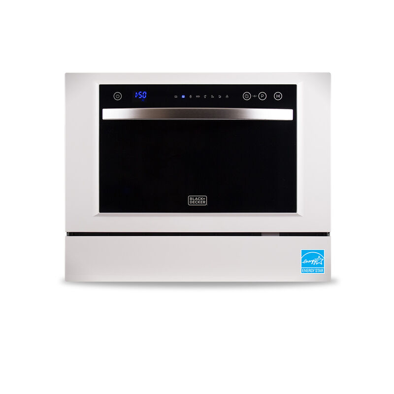 Black+Decker Countertop 6-Place Setting Dishwasher, White with Black Front image number 1