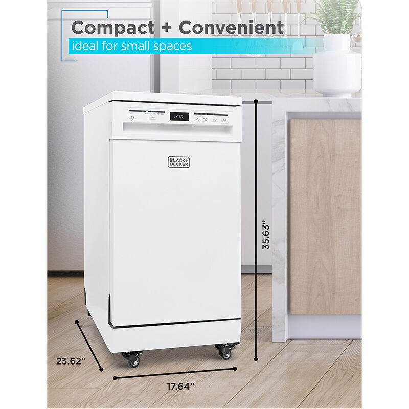 Black+Decker Portable 8 Place Setting Dishwasher, White image number 8