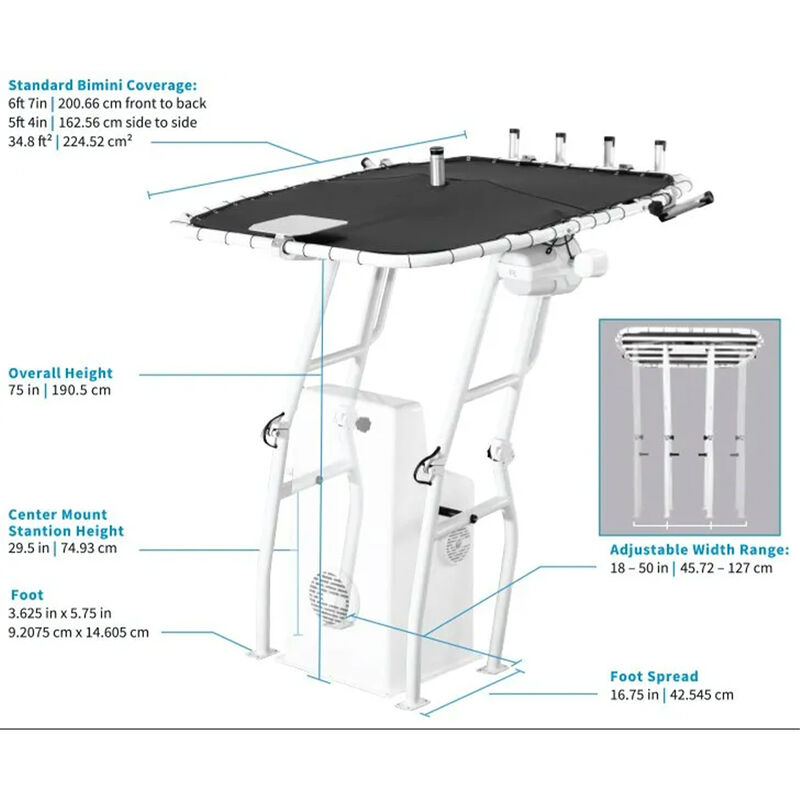 Roswell Marine UNI-T Universal Folding T-Top, White image number 10