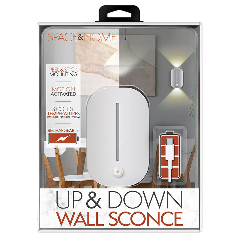 Space and Home Rechargeable Up and Down Wall Sconce image number 1