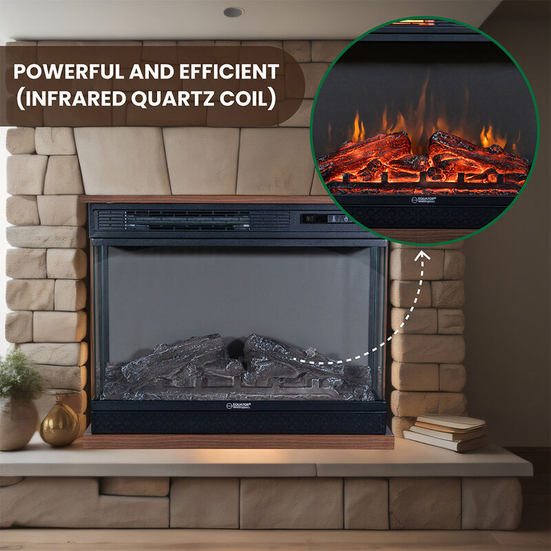 Equator 26" Portable/Freestanding Electric Fireplace, Walnut Brown w/Flame log effect Infrared Quartz image number 22