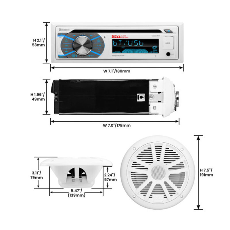 Boss MCK508WB.6 AM/FM/MP3/USB/CD Bluetooth Receiver Package w/Two 6.5" Speakers image number 3