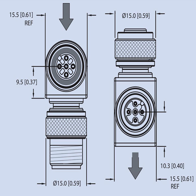 Maretron Micro Cable Adapter, 90&deg; Male to Female Connector image number 3