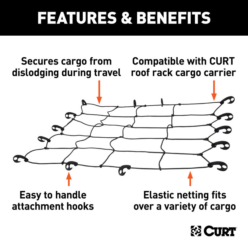 CURT 44" x 38" Elastic Cargo Net for Roof Basket image number 6