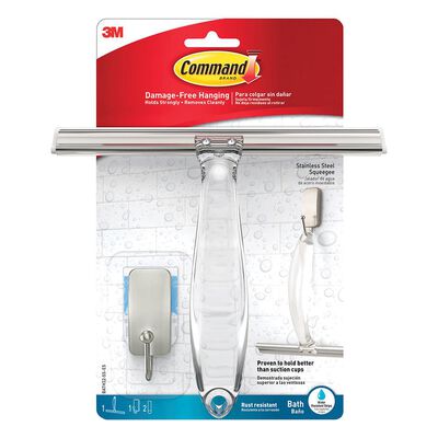 Command Bath Squeegee & Hook, Satin Nickel