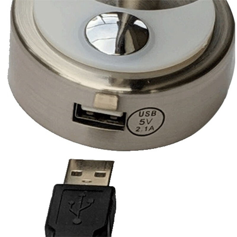 Flex USB Equipped 12 Volt LED Reading Light with Flexible Gooseneck, Satin Nickel and Blue Nightlight image number 4