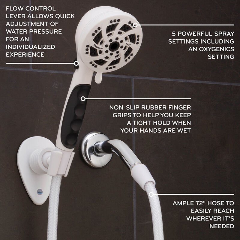 Oxygenics Fury RV Handheld Shower Head Kit, White image number 2
