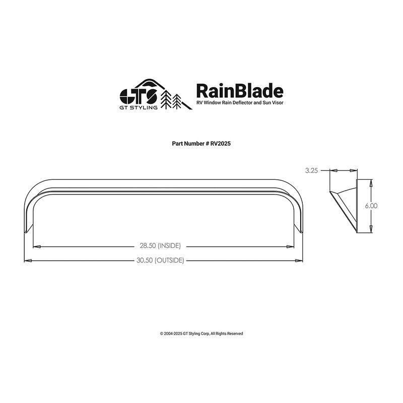 GT Styling RV Window RainBlade for Push-Out Style Windows, Fits 25"-28" Frame image number 6