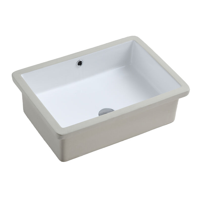 A&E Bath and Shower Isla Glossy White Ceramic Under-Mount Rectangular Sink image number 1