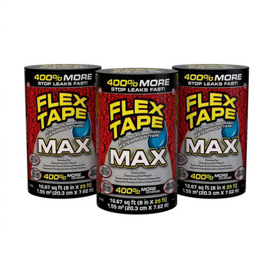Flex Tape MAX Rubberized Waterproof Tape, 8" x 25' Roll, Black