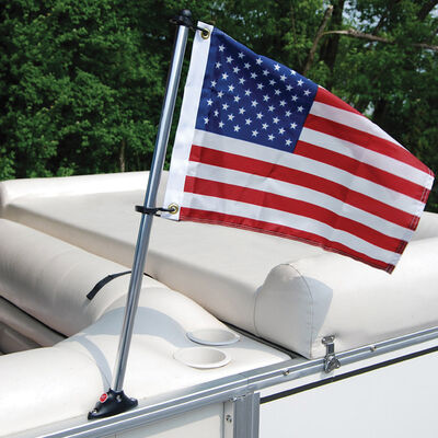 Pontoon Flag Pole Socket with Flag, with 12"x18" US Flag