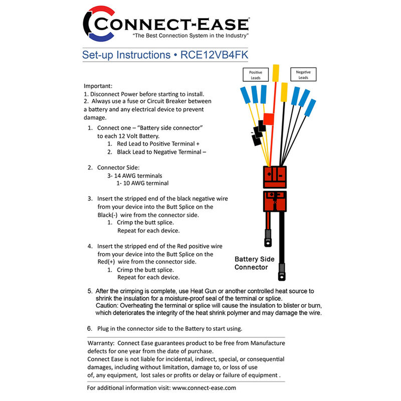 Connect Ease 12-Volt Multi (4) Fused Connection Kit, Fuses Included, Lithium Compatible image number 2