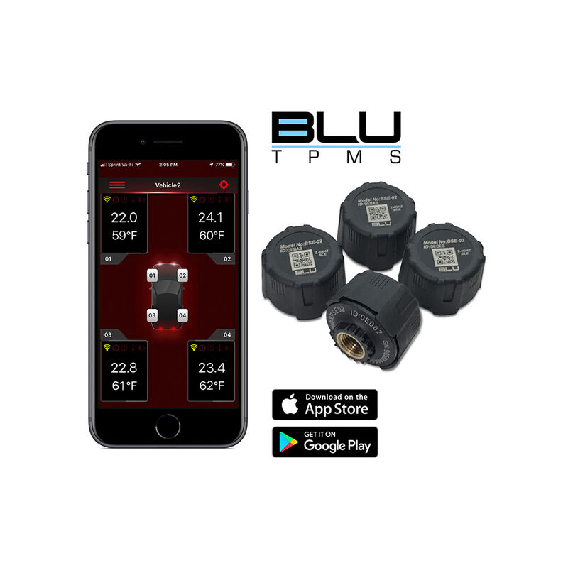 BLU Tire Pressure & Temperature Monitoring System, External 1-100psi, Set of 4 image number 4