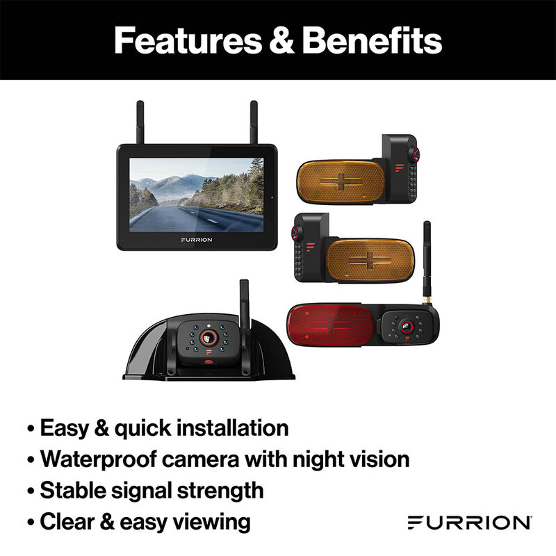 Furrion Vision S+ RV Backup Camera and Observation System, 7" Monitor, Side Cameras, Sharkfin Camera, Rear Camera, LED Marker Lights image number 6