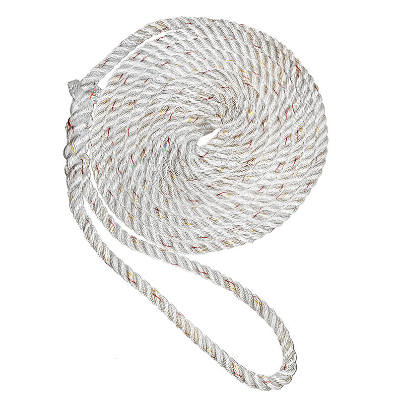 New England Ropes 1/2" X 35' Premium Nylon 3 Strand Dock Line - White w/Tracer image number 1