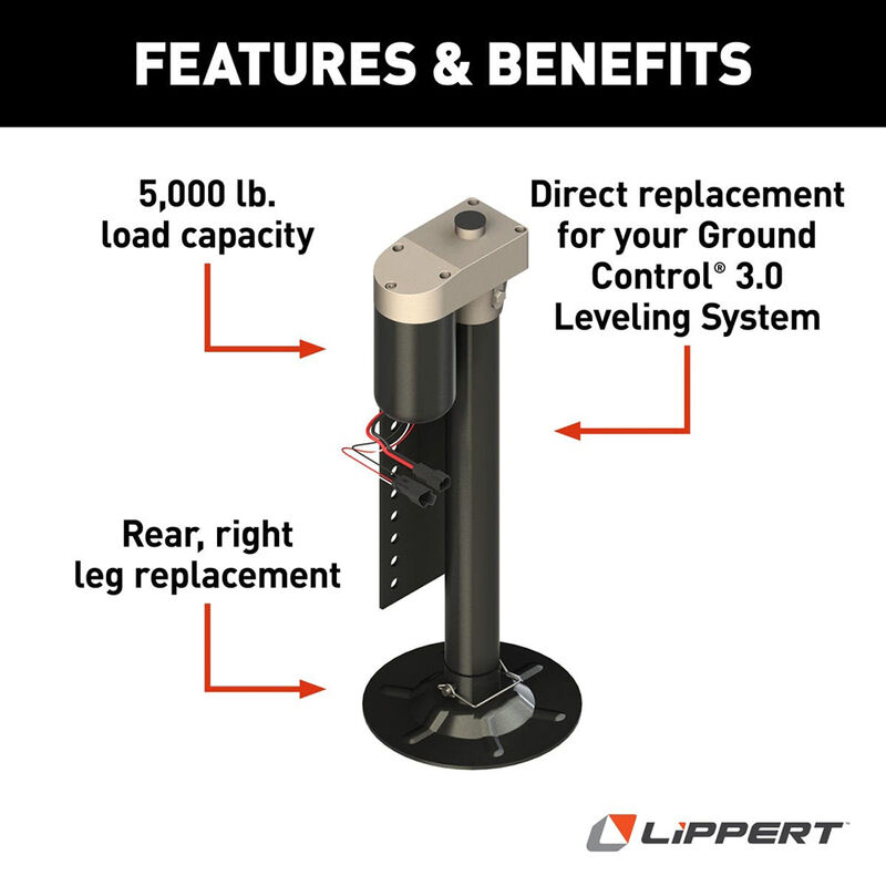 Lippert Ground Control 3.0 Automatic Leveling System Rear Hall Effect Jack, Right Leg image number 4
