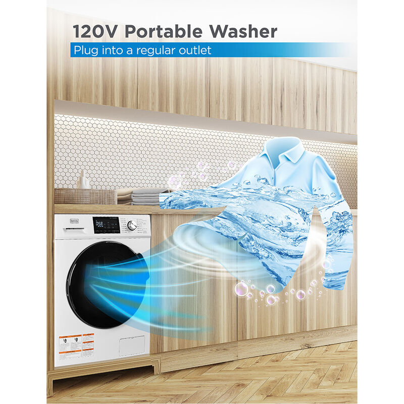 Black+Decker 2.7 cu ft. Front-Load Compact Washer, White image number 5