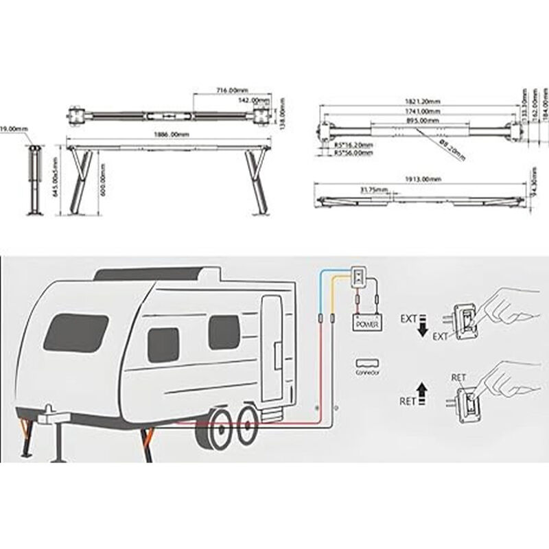 SEAFLO 12V High-Speed Electrical Powered Stabilizing Jack image number 6