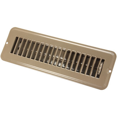 JR Products 2" x 10" Dampered Metal Floor Register, Brown
