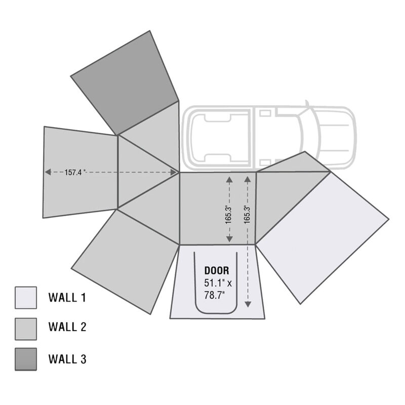 Overland Vehicle Systems Nomadic 270 Awning Wall 3, Passenger Side, Dark Gray image number 2