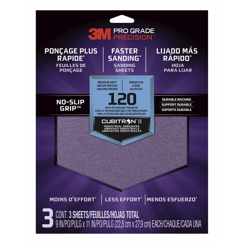 3M Sanding Sheets with No-Slip Grip, 120-grit image number 1