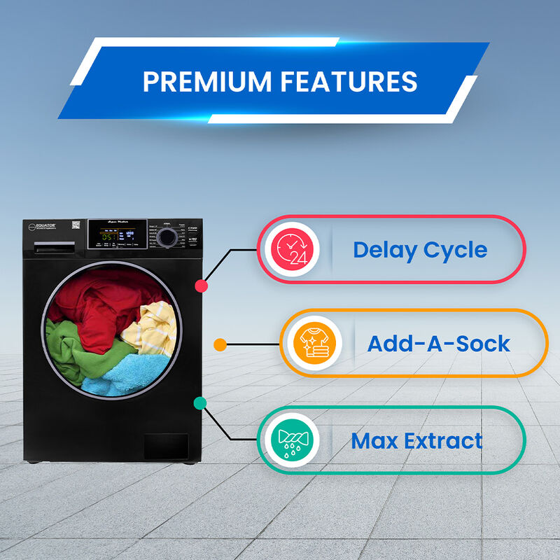 Equator Premium Stackable 15-lb. Washer + 3.5 cu.ft. Vented Digi Dryer, 110V, Black image number 13