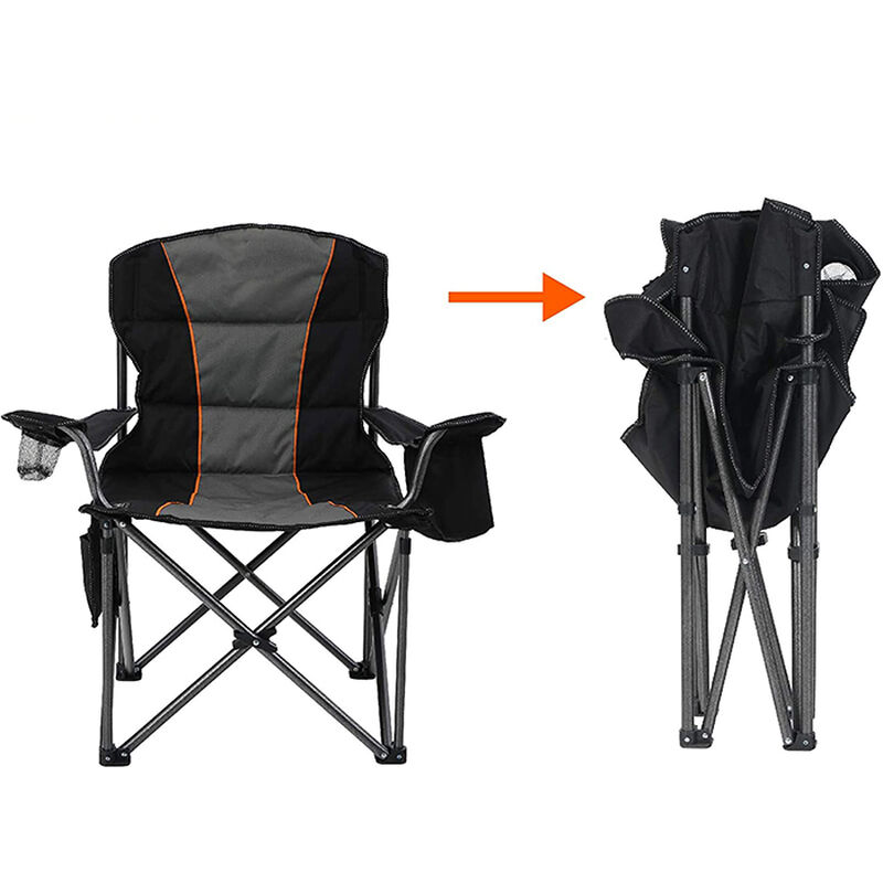 Oversized XL Padded Folding Chair, Black and Gray image number 3