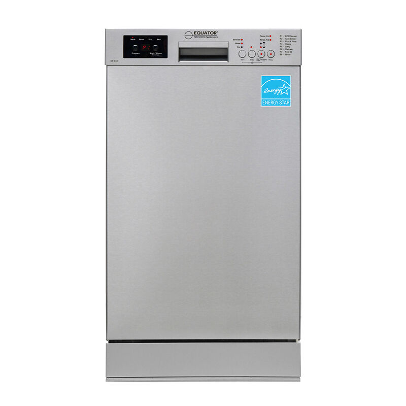 Equator 18" Built in Dishwasher 10 Place Setting 8 Wash programs half Load Sensor Wash 110V Energy Star Rated in Stainless image number 1