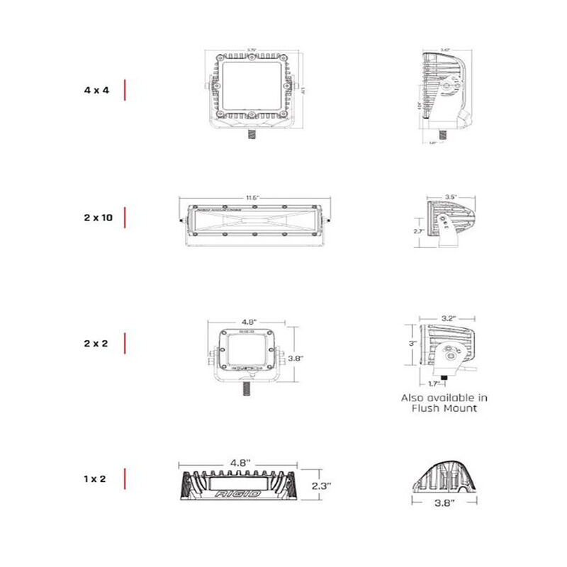 Rigid Lighting 2x2 115 Degree DC Power Scene Light, Black Housing image number 3