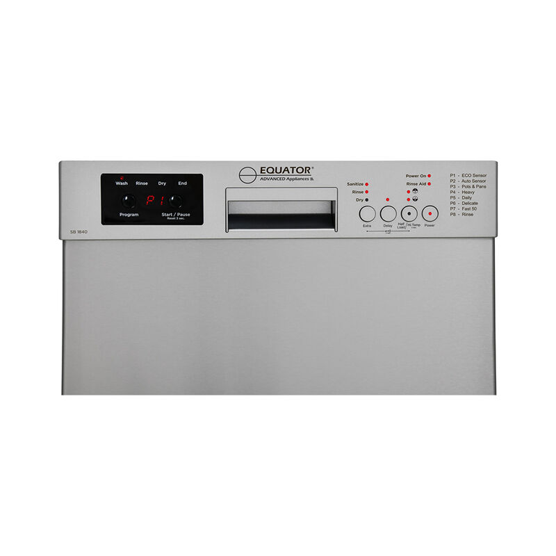 Equator 18" Built in Dishwasher 10 Place Setting 8 Wash programs half Load Sensor Wash 110V Energy Star Rated in Stainless image number 14