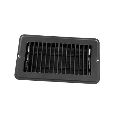 JR Products 4" x 8" Dampered Metal Floor Register, Black