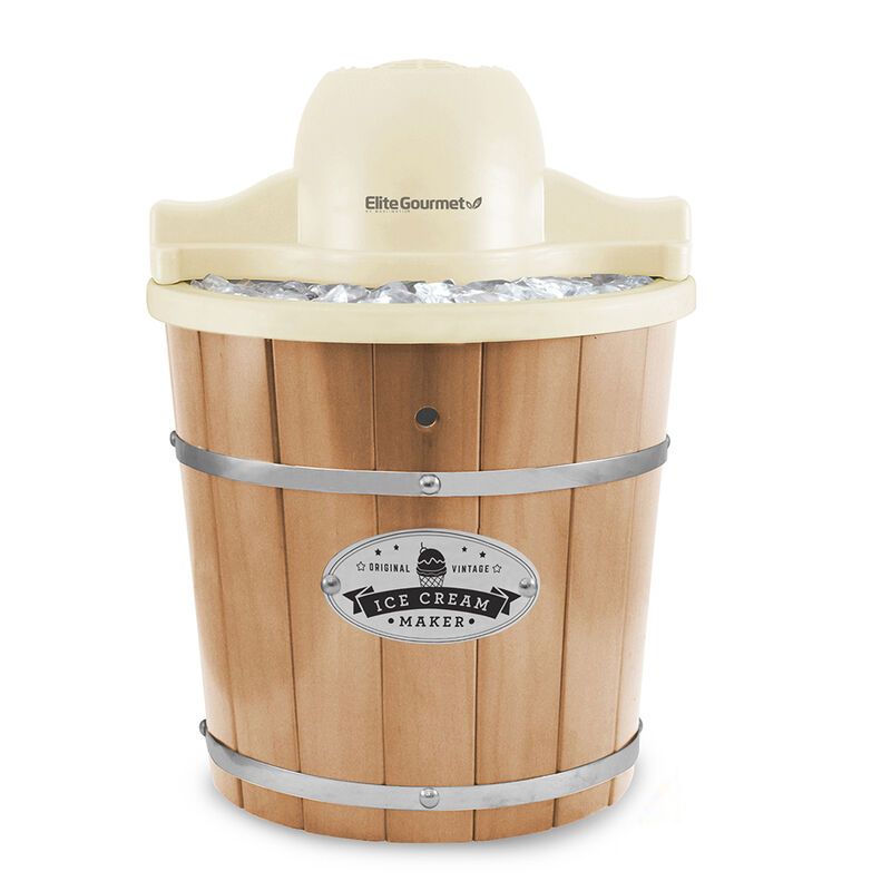 Elite Gourmet Wood Old Fashioned Ice Cream Maker image number 1
